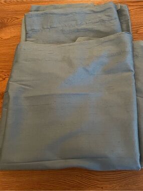 West Elm Silk Pair Of Curtain Panels Lined Blue Each Panel Is 48x59